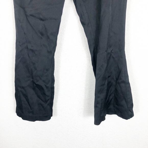 Frame Sateen Crop Flare Trouser Size 4 Noir Black Wool Blend High Rise Preppy - Picture 10 of 14